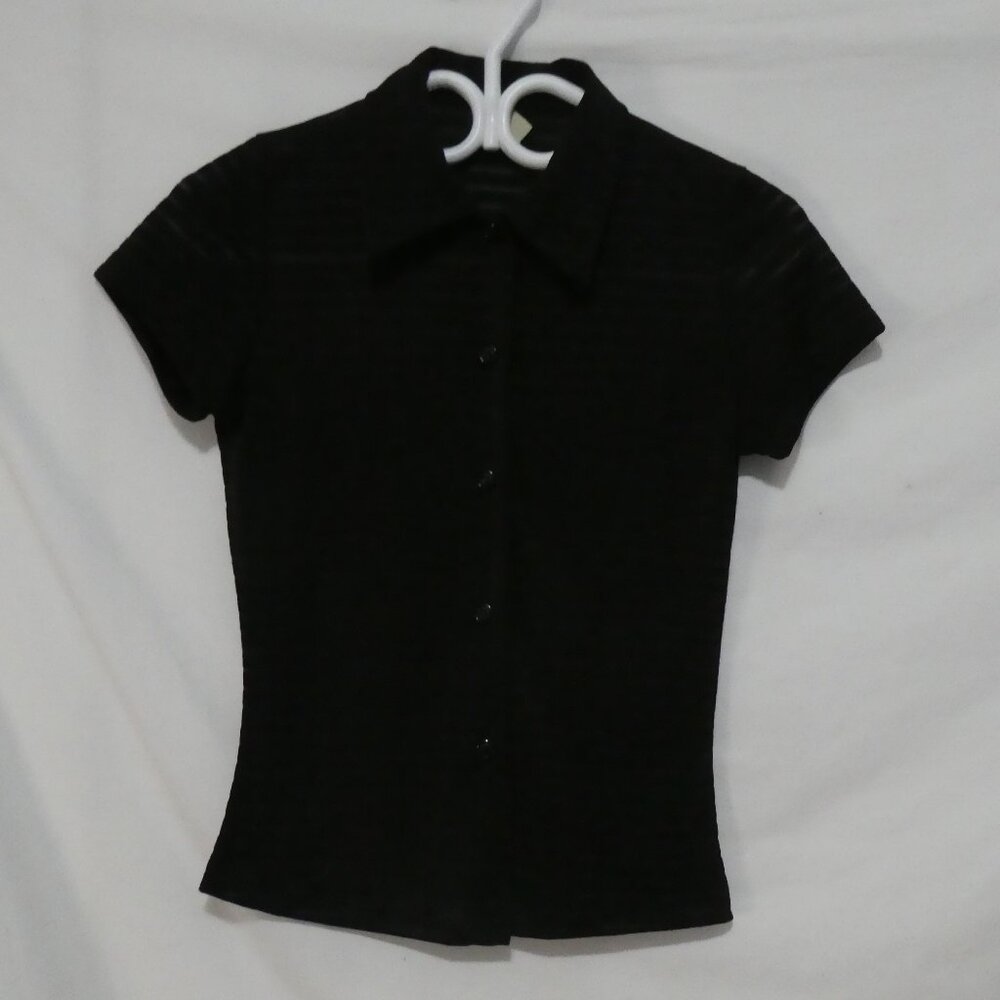 H&G - HIP & GORGEOUS | medium | Striped Black Button-Up Short Sleeve Shirt